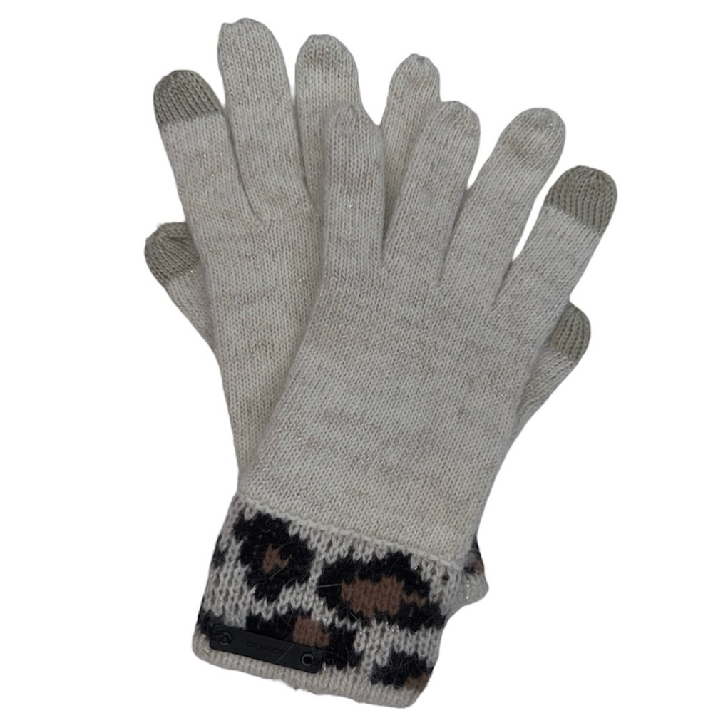 Coach Ocelot Touch Gloves NWT Chalk Multicolored Black Brown Cream Vintage